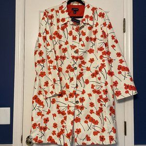 LANDS END - Floral Spring Short Trench Coat XL